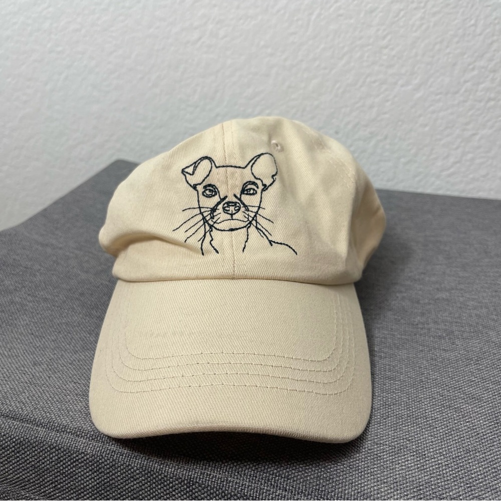 Cream Snapback Chihuahua Hat with Adjustable Strap